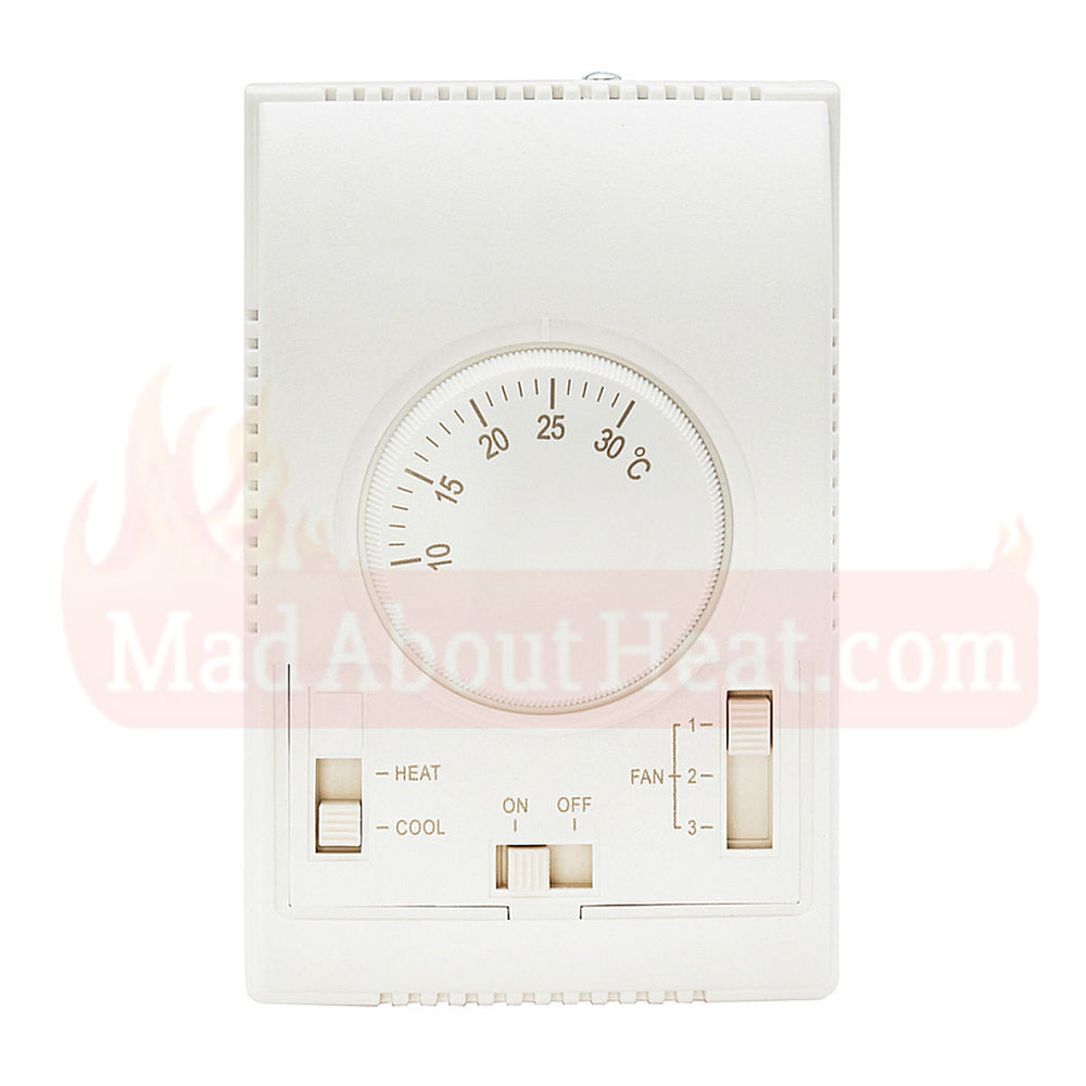 thermostat with fan control, hot air blower thermostat, industrial heating,