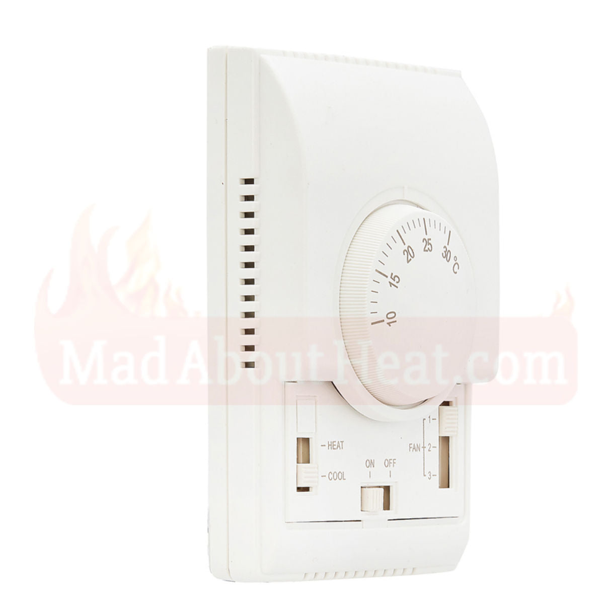 air blower thermostat, thermostat for warm air blower, fan radiator control, space heater controller,