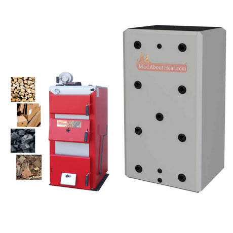 back boiler stoves, log boilers, buffer tanks, 30kW, solid fuel central heating,