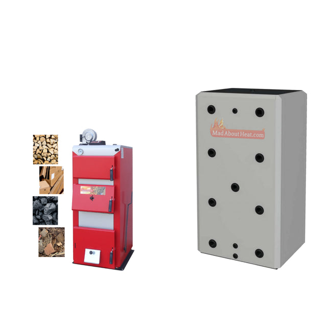 biomass central heating, 20kW, multi fuel boilers, 500 litre buffer tank,