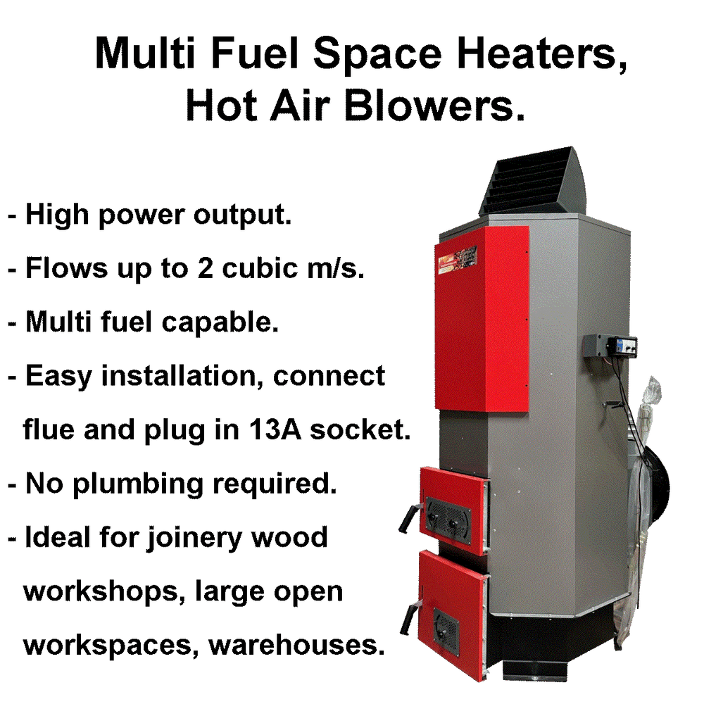 multi fuel space heater, wood burning hot air blower, log burning space heaters,
