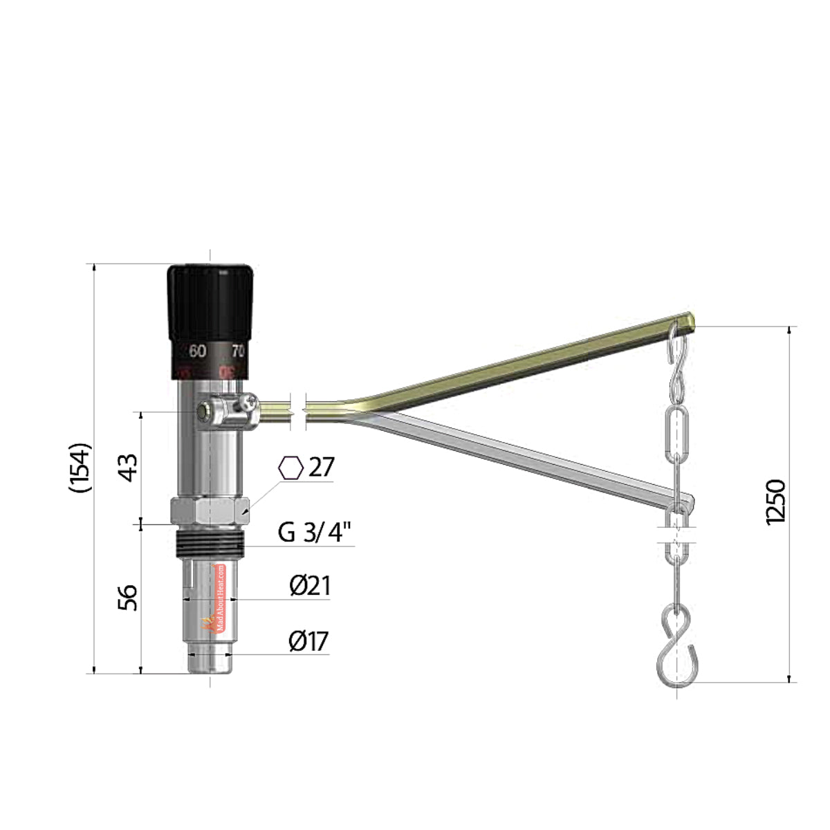 rt4p, draught regulator, temperature control for manual boilers, thermostatic draught regulator,