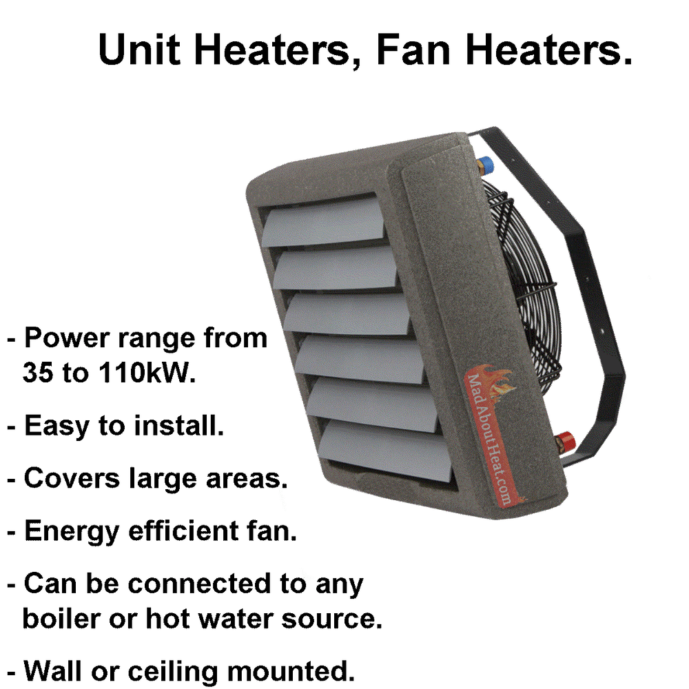 unit heaters, fan heaters, hot air blowers, workshop heating, kiln heater,