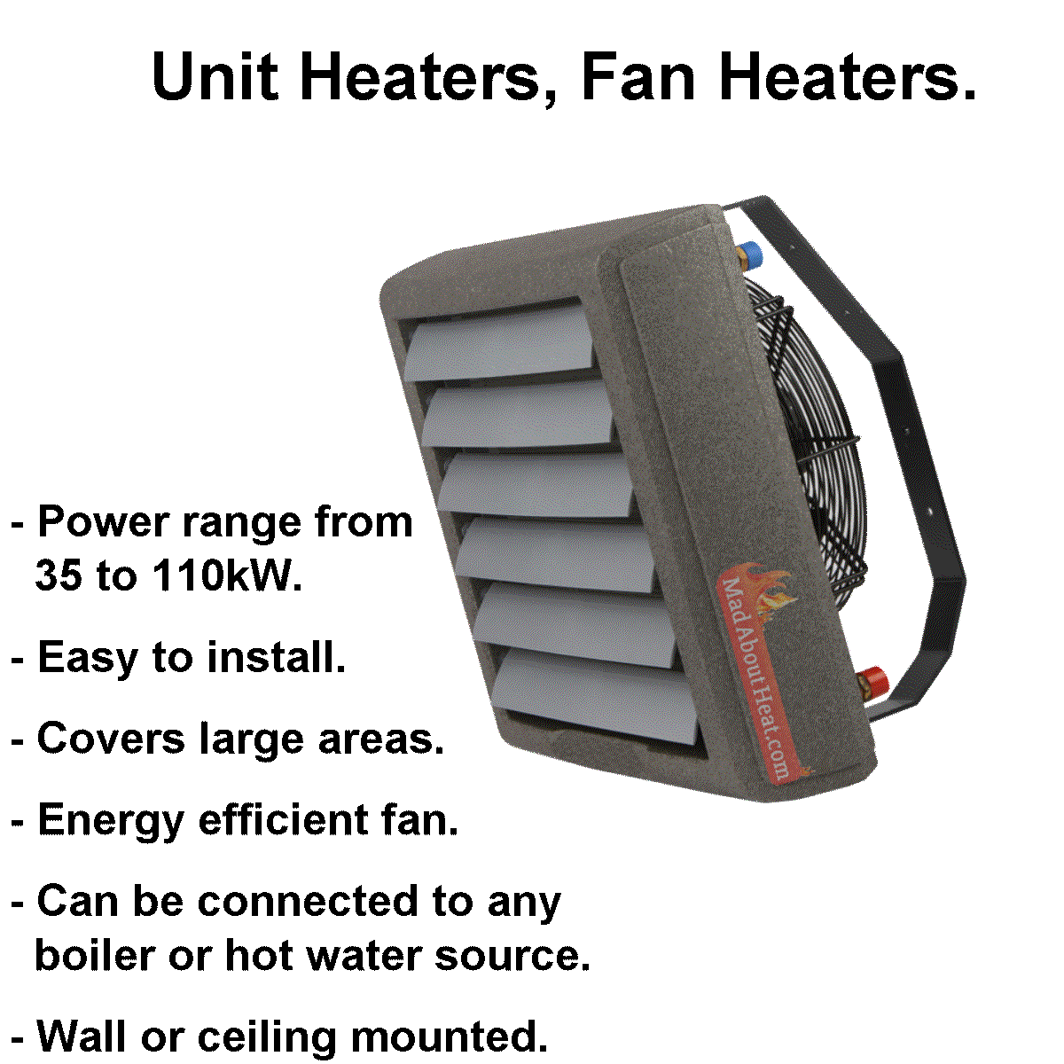 unit heaters, fan heaters, hot air blowers, workshop heating, kiln heater,