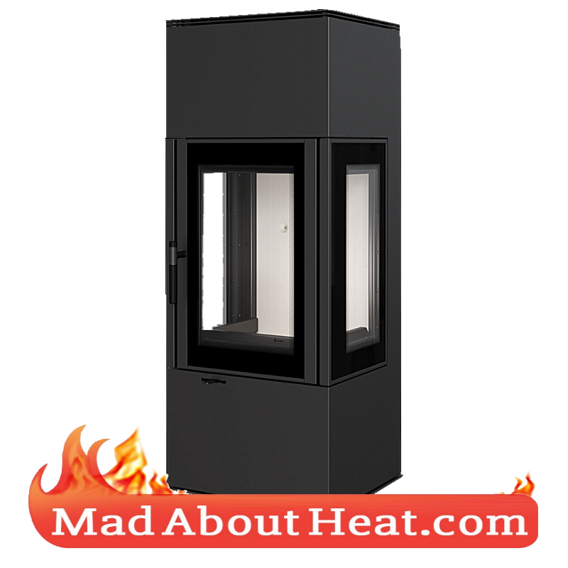 KKTV 10kW Glass Surround Stylish Modern Stove Grey Ceramic Lined madaboutheat.com