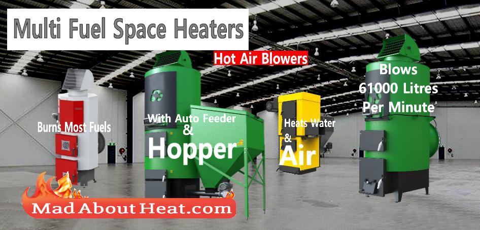 multi fuel space heater biomass wood waste hot air blower burner