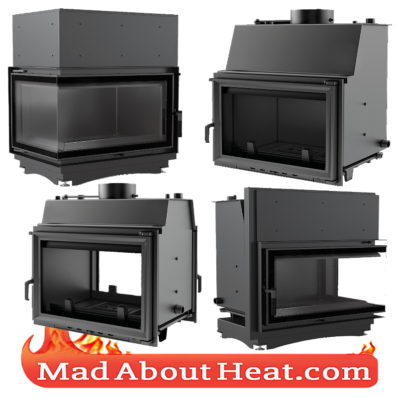 water jacket stove with back boiler heat house burning in fireplace 