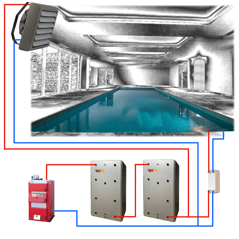 Swimming pool boiler, hot tub boiler, water heating boilers