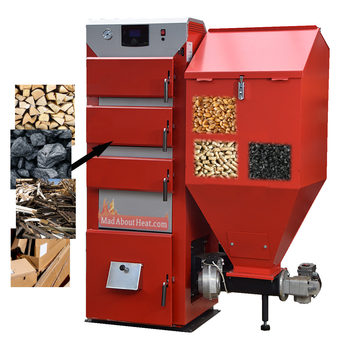 DPBi2 26kW, biomass boilers, that burns logs, wood, off cuts, shrubs ...
