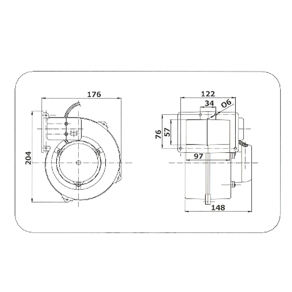 rvo5 fan, dimensions, fan for solid fuel boiler, fan for polish boiler