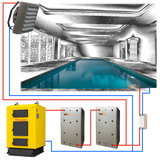 swimming pool boiler, swimming pool heating, log boiler for swimming pools, log wood boiler for swimming pools,