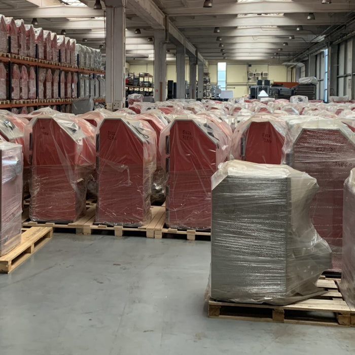 warehouse with boilers, our stock of boilers, multi fuel boilers for sale, solid fuel boilers for sale, pellet boilers for sale