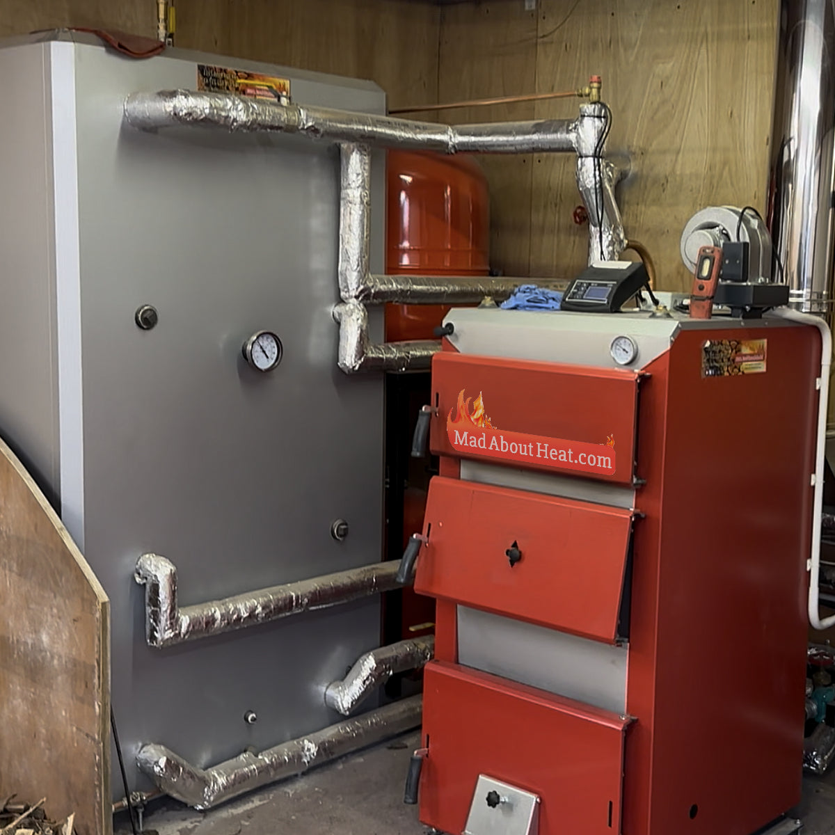 wood burner, buffer tanks, wood boiler, log boiler, log burner, solid fuel boiler central heating system, no gas heating, no oil heating