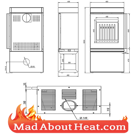 DCS stove dimensions drawing room heater log burner madaboutheat