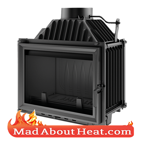 KBM 10kW Stove fire place insert for heating room barn space air log burner spec madaboutheat