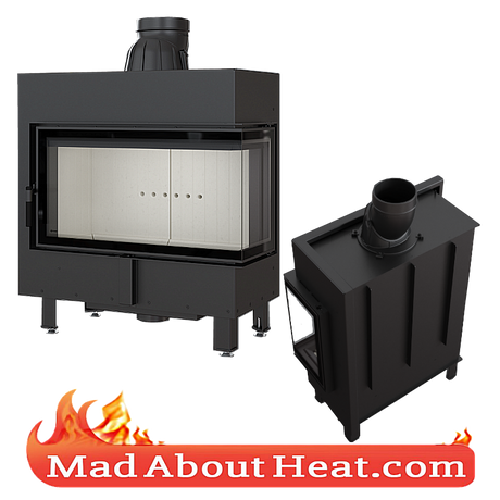 right hand side corner stove fire place insert air heating room hall space