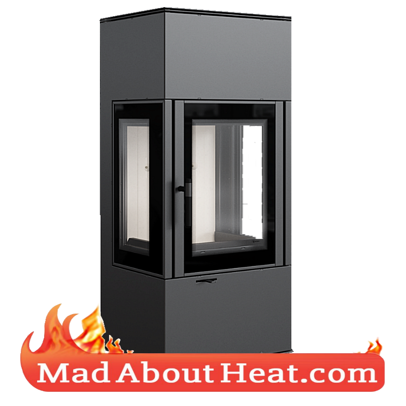 KKTV 10kW unusual wood burning stove display fire glass surround