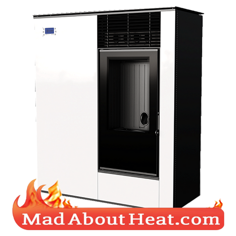KKVP white wood pellet stove automated modern room heater madaboutheat