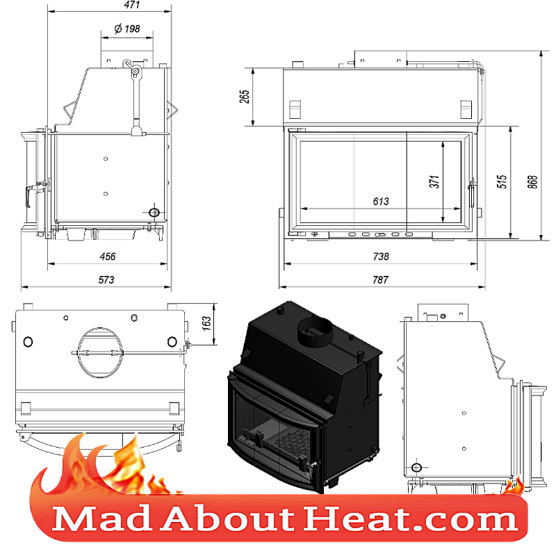KOLT 27kW Back Boiler stove water heater fireplace glass standard panoramic insert dimensions madaboutheat
