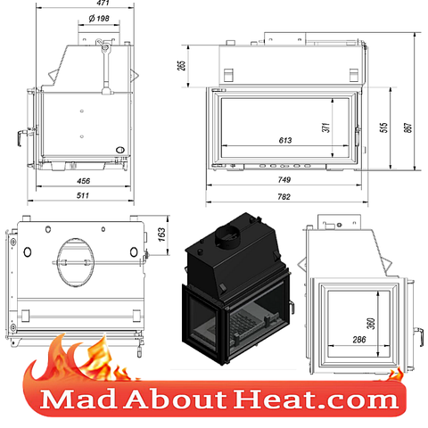 KOLT 27kW Back Boiler stove water heater fireplace insert left hand sided corner dimensions madaboutheat AD PNG