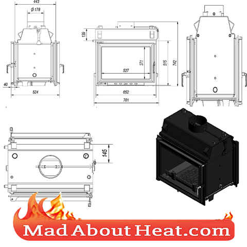 Tunnel design style stove insert fire place water heater madaboutheat.com