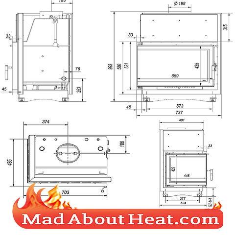 Left Side Corner Stove with back boiler dimensions size madaboutheat