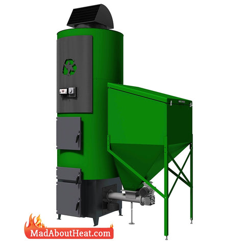 Tabi 70 kW automated wood pellet and coal space heater and hot air blower