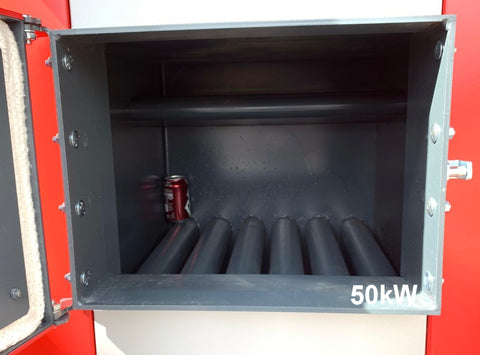 dpbi2 50kW, fire box size, manually loaded fuel area