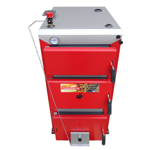 red boiler that burns wood, red boilers for sale